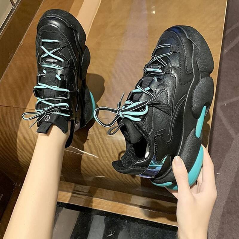 

Lace Up Front Chunky Sneakers, Black