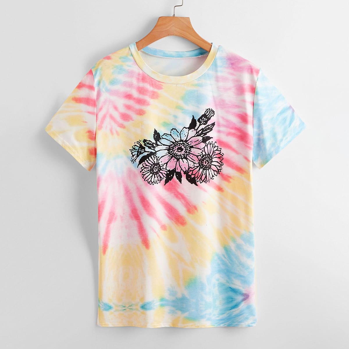 

Floral Graphic Tie Dye Tee, Multicolor