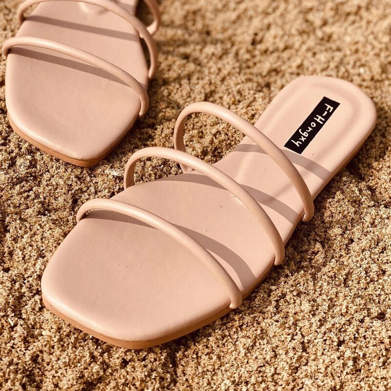 

Strappy Slide Sandals, Khaki
