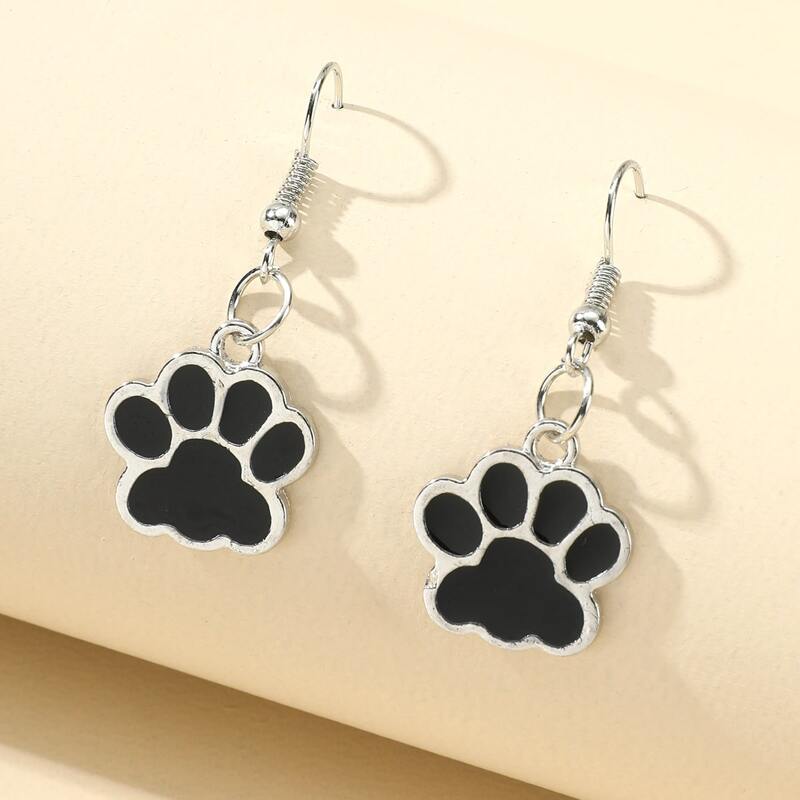 

Paw Decor Drop Earrings, Black