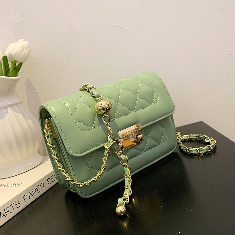 

Quilted Chain Crossbody Bag, Green