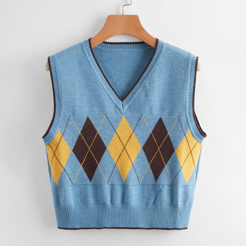 

Argyle Pattern Sweater Vest, Multicolor