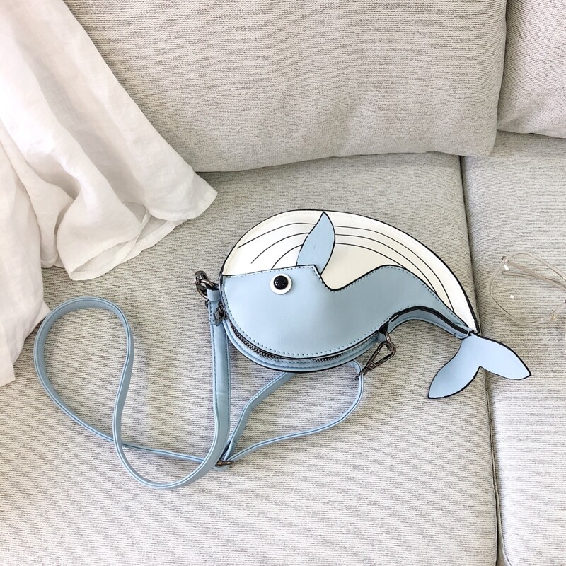 

Cartoon Dolphin Design Crossbody Bag, Baby blue