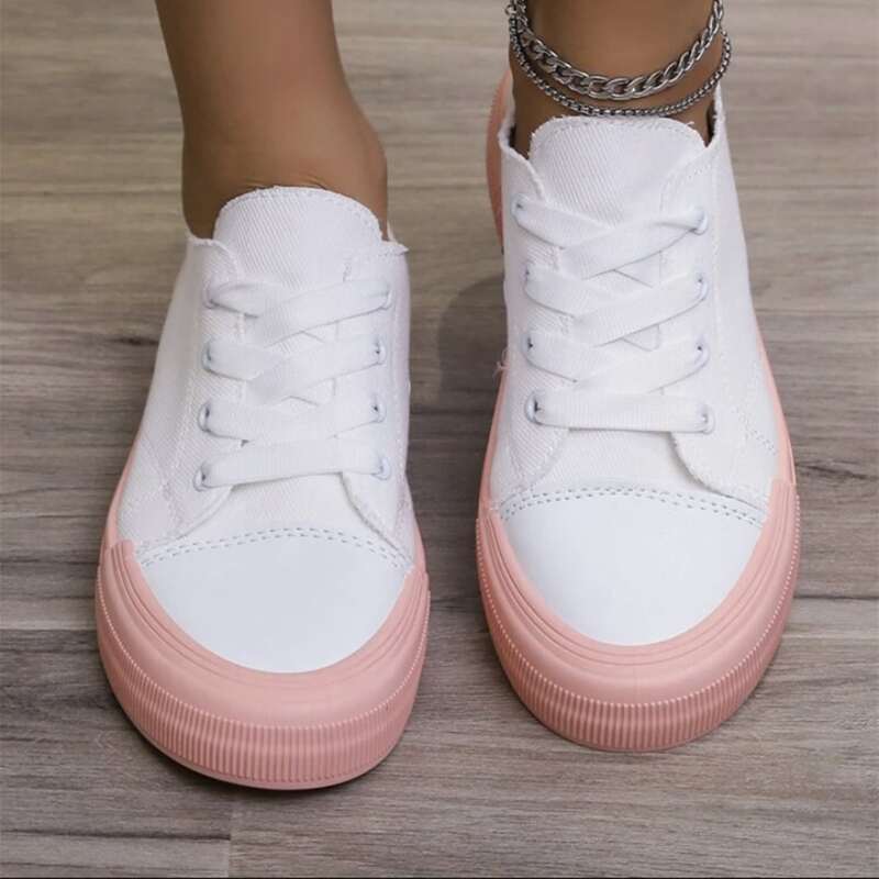 

Lace Up Front Canvas Shoes, Pink