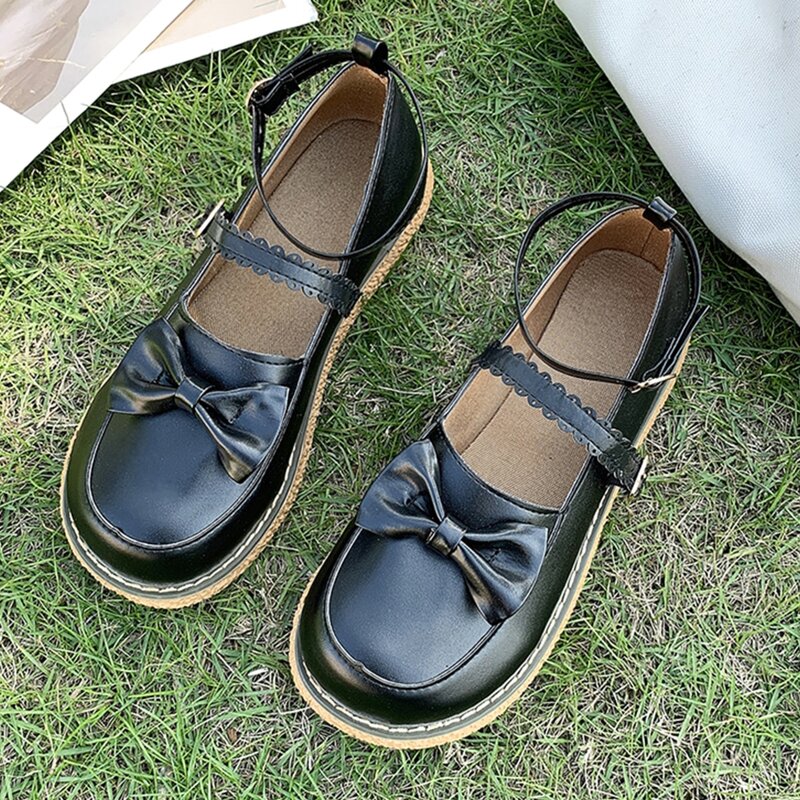 

Bow Decor Mary Jane Loafers, Black