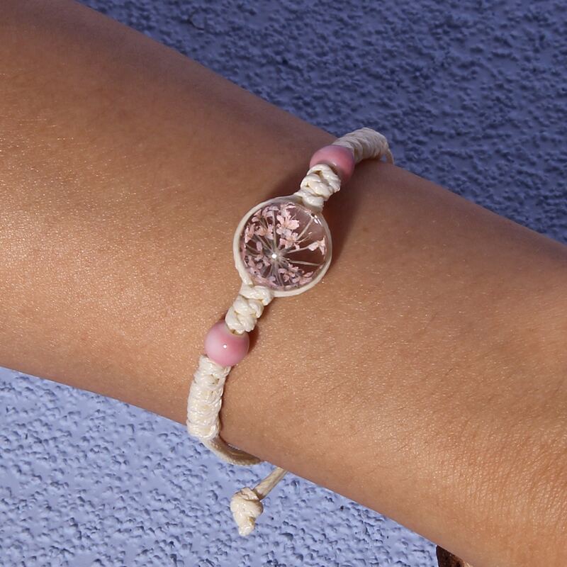 

1pc Clear Ball Decor Bracelet, Pink