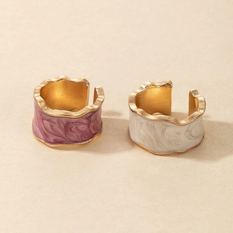 

2pcs Minimalist Cuff Ring, Gold