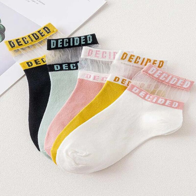 

5pairs Letter Graphic Ankle Socks, Multicolor