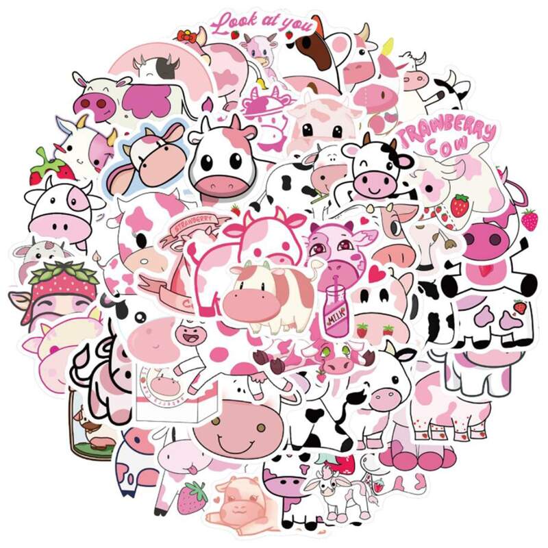 

50pcs Cartoon Cow Sticker, Multicolor