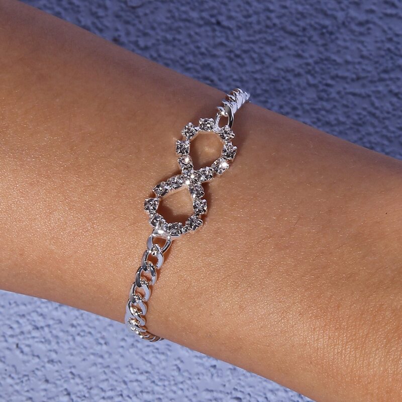 

Rhinestone Decor Chain Bracelet, Silver