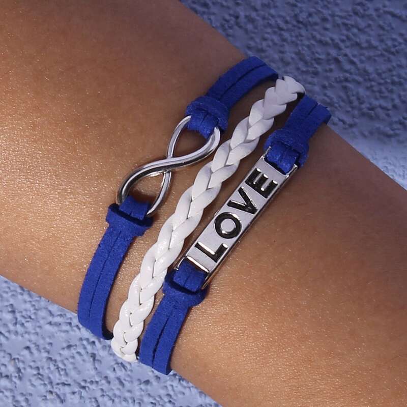 

1pc Straw Layered Bracelet, Blue
