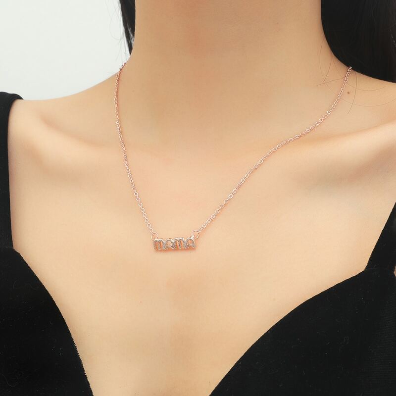 

Rhinestone Chain Necklace, Rose gold
