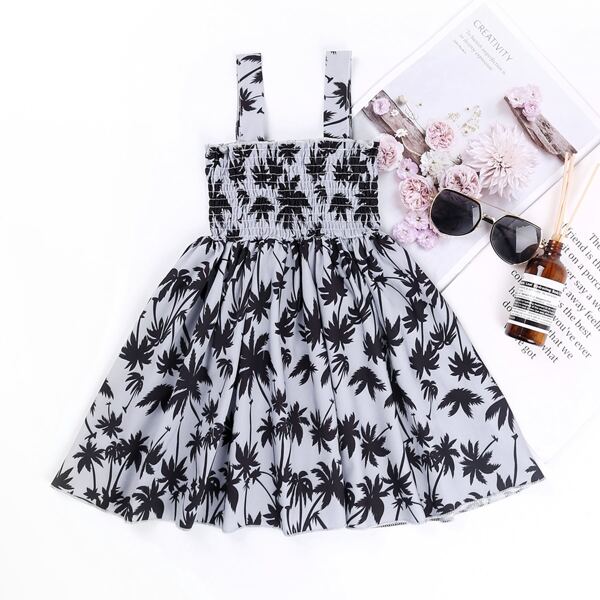 

Toddler Girls Tropical Print Shirred Cami Dress, Multicolor