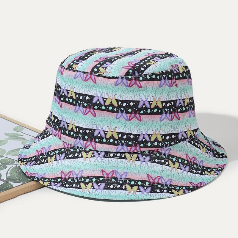 

Butterfly Graphic Bucket Hat, Multicolor