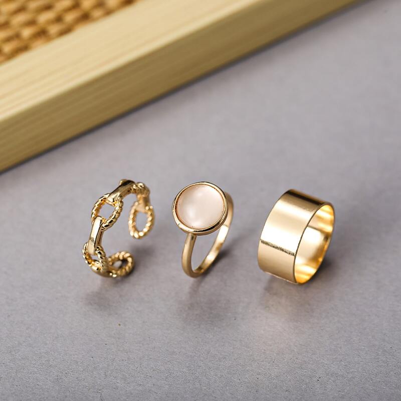 3pcs Simple Ring, Gold