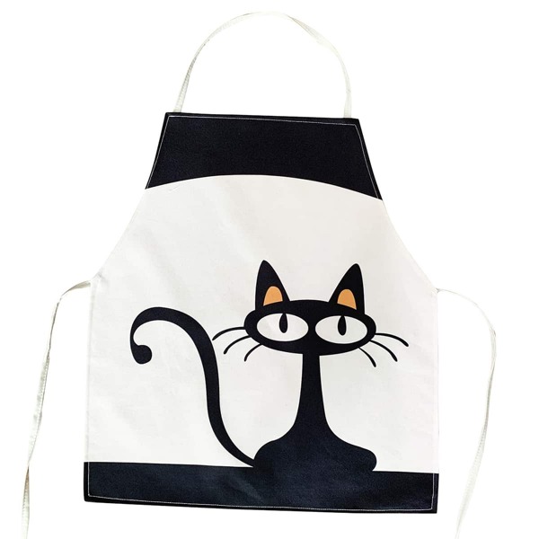 

Cartoon Cat Print Apron, Multicolor