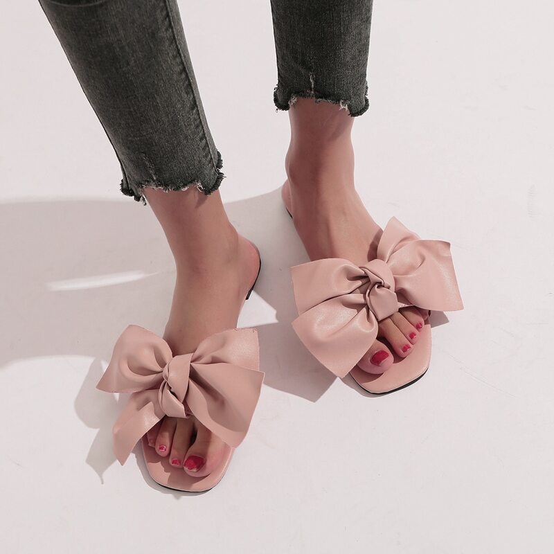 

Bow Decor Slide Sandals, Baby pink