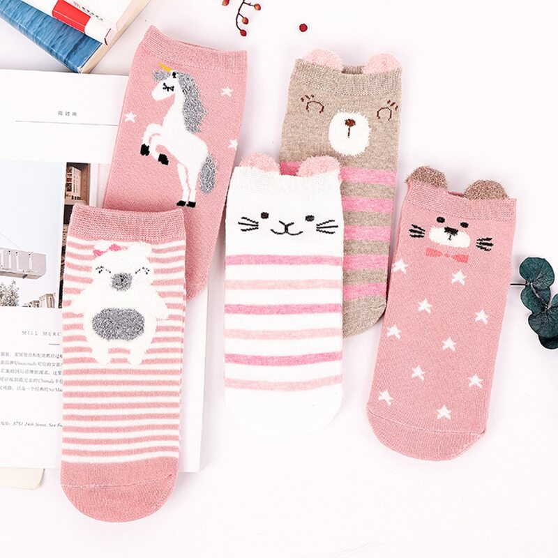 

5pairs Cartoon Pattern Ankle Socks, Multicolor