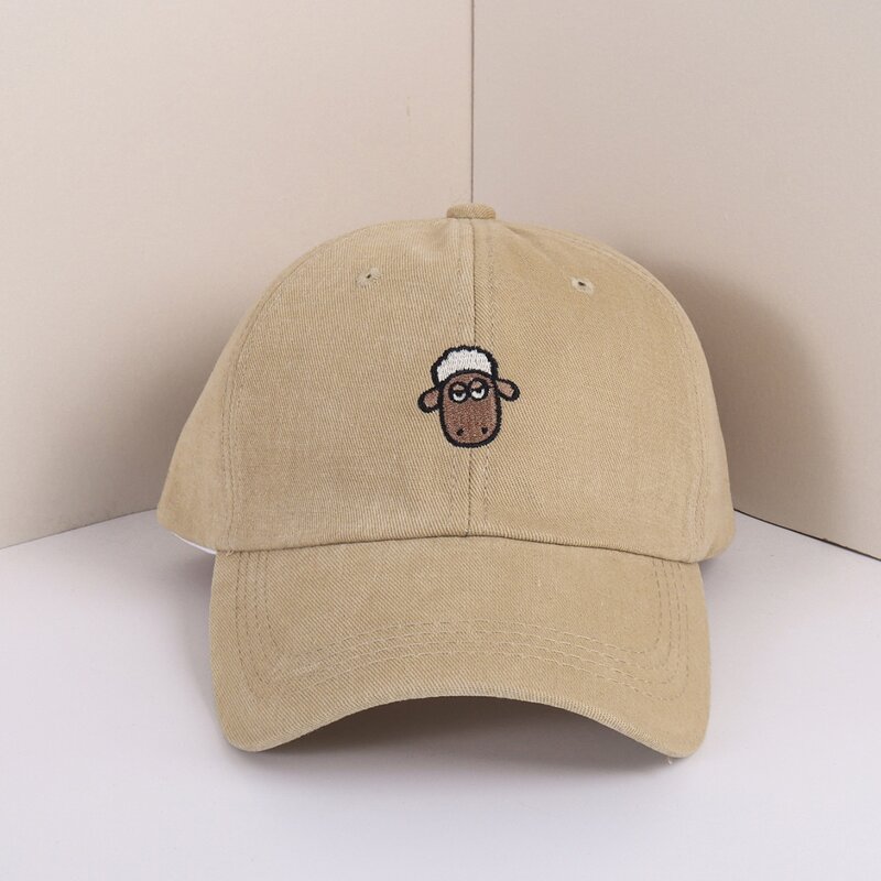 

Guys Sheep Embroidery Baseball Cap, Khaki