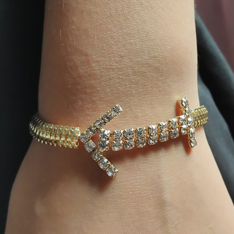 

Rhinestone Decor Chain Bracelet, Gold