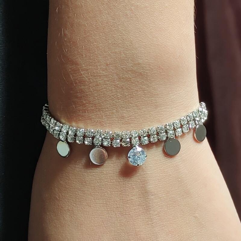 

Rhinestone Decor Chain Bracelet, Silver