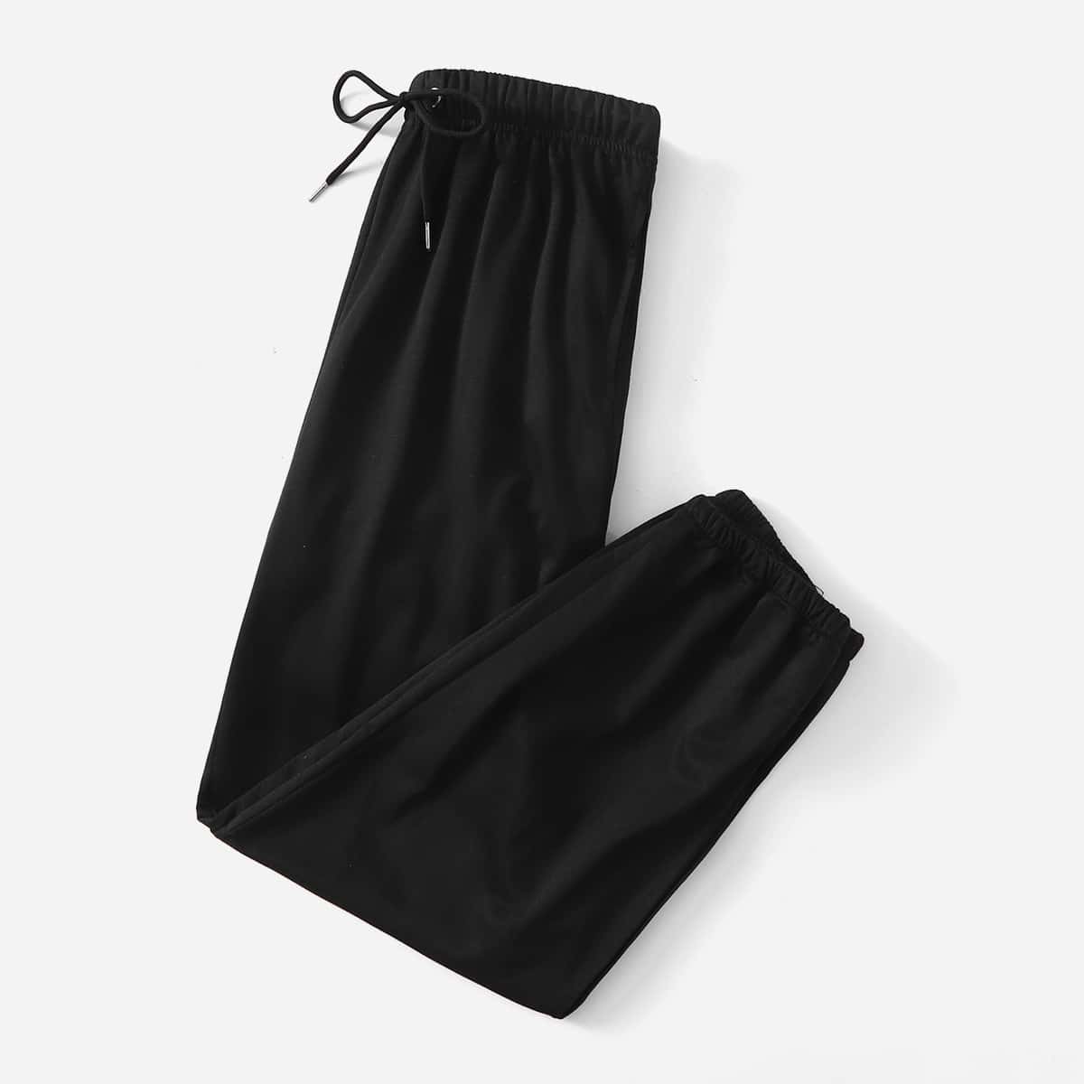 

Solid Drawstring Sweatpants, Black