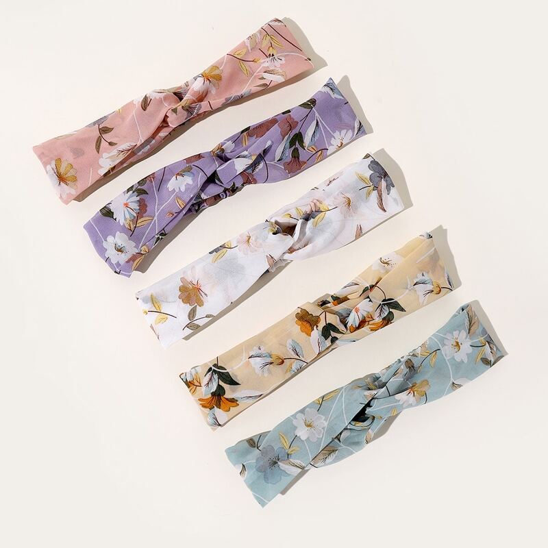 

5pcs Flower Pattern Hair Band, Multicolor