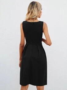 Vestido unicolor sin bolso - Negro - Ver 2