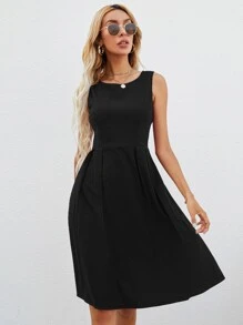 Vestido unicolor sin bolso - Negro - Ver 3