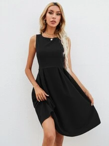 Vestido unicolor sin bolso - Negro - Ver 4