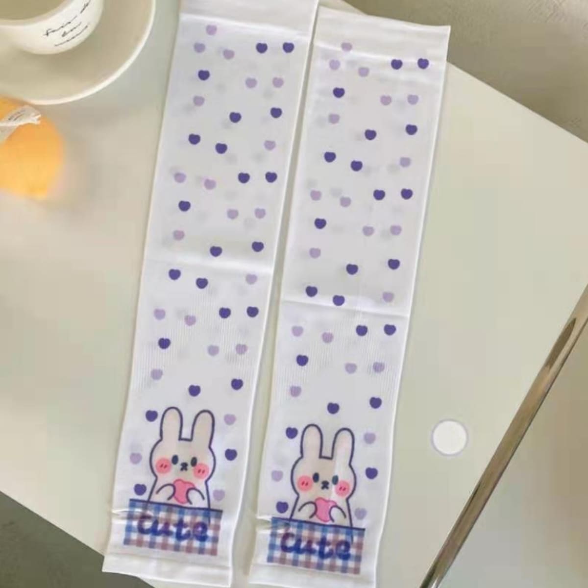 

Cartoon Fingerless Long Gloves, White