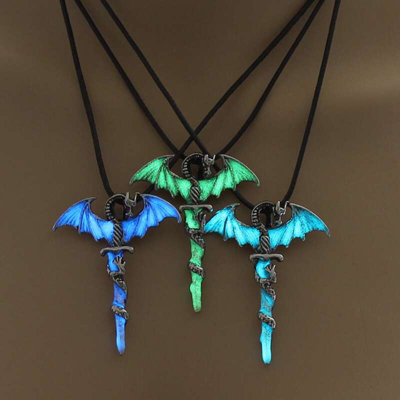 

Guys 1pc Random Dragon Pendant Necklace, Antique silver