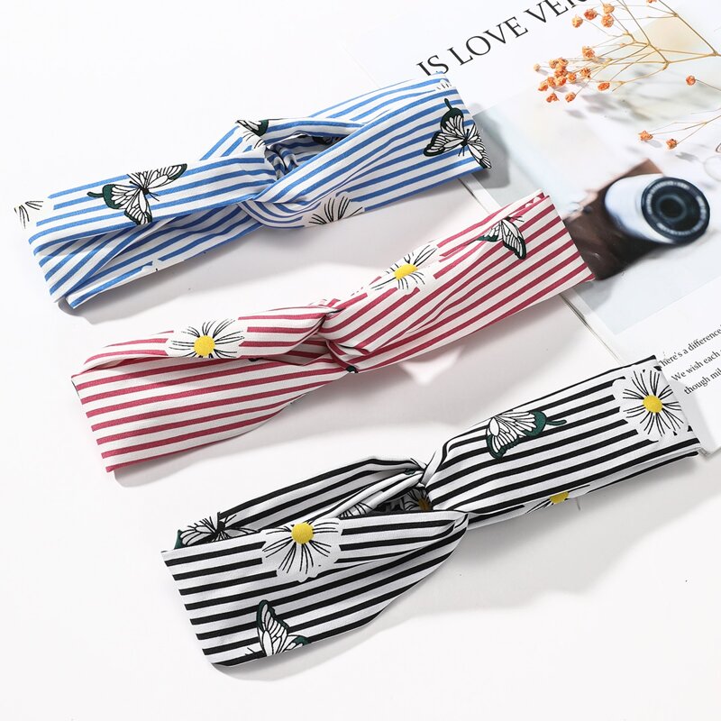 

3pcs Striped Hair Band, Multicolor