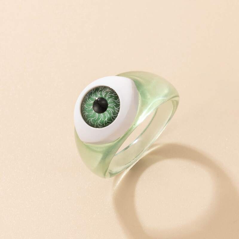 

Eye Decor Resin Ring, Green