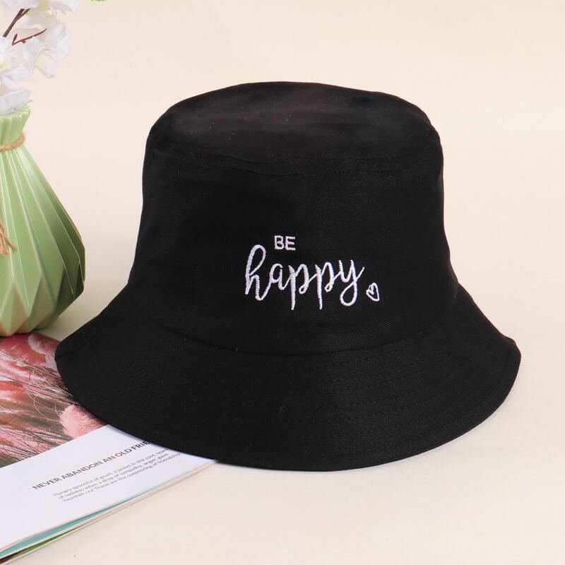 

Letter Embroidery Bucket Hat, Black