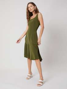 SHEIN 合身飘逸洋裝 - 軍綠色 - 查看 6