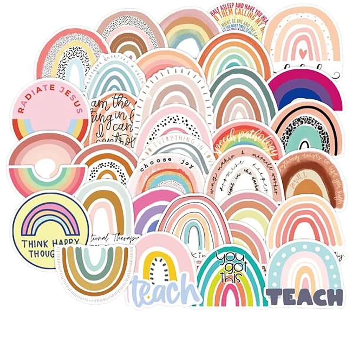 

50pcs Rainbow Graphic Sticker, Multicolor