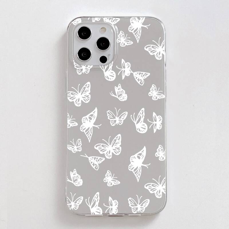 

1pc Butterfly Graphic Phone Case, White