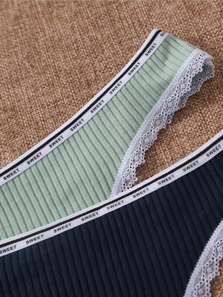 7pack Lace Trim Rib Panty Set - Multicolor - View 3