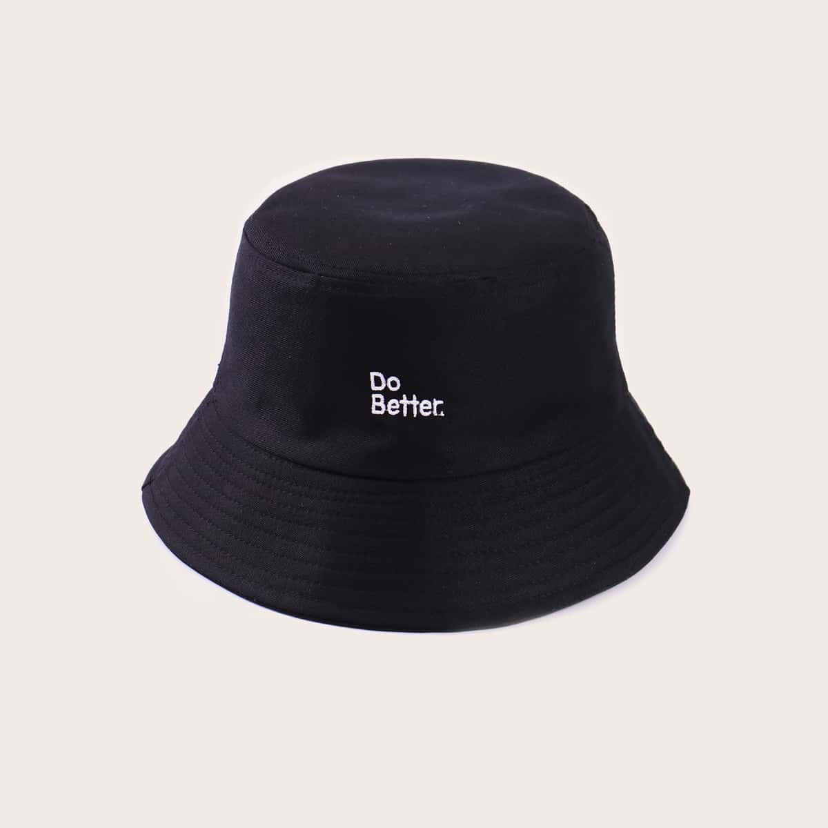 

Guys Letter Embroidery Bucket Hat, Black