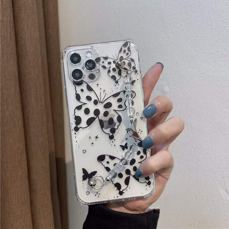 

1pc Butterfly Hand Strap Phone Case, Multicolor