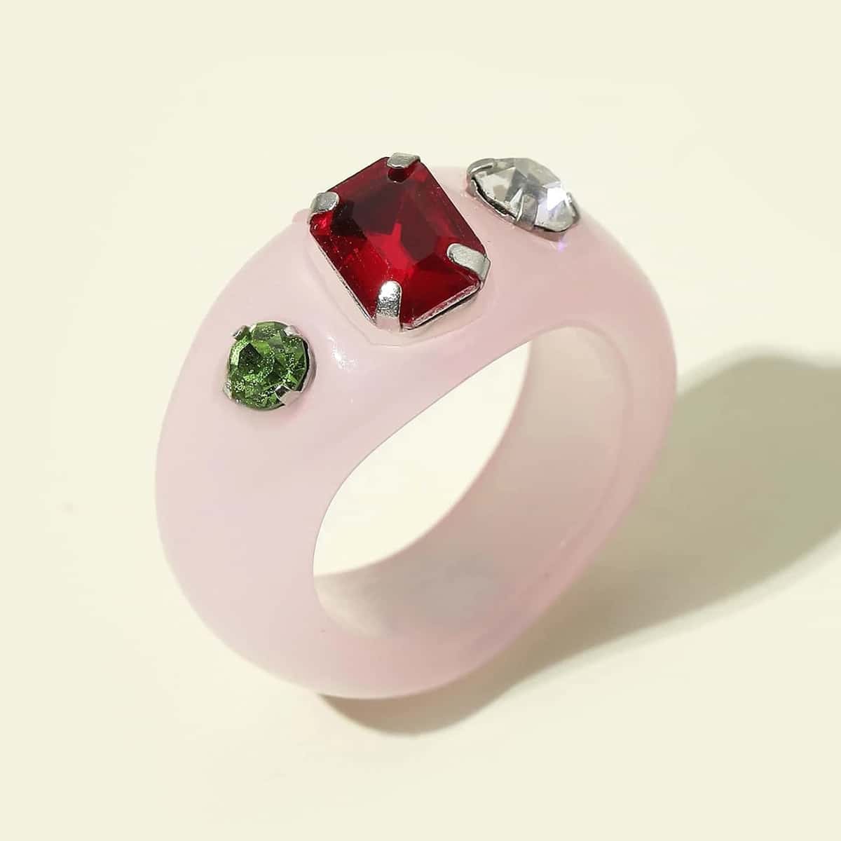 

Gemstone Resin Ring, Pink