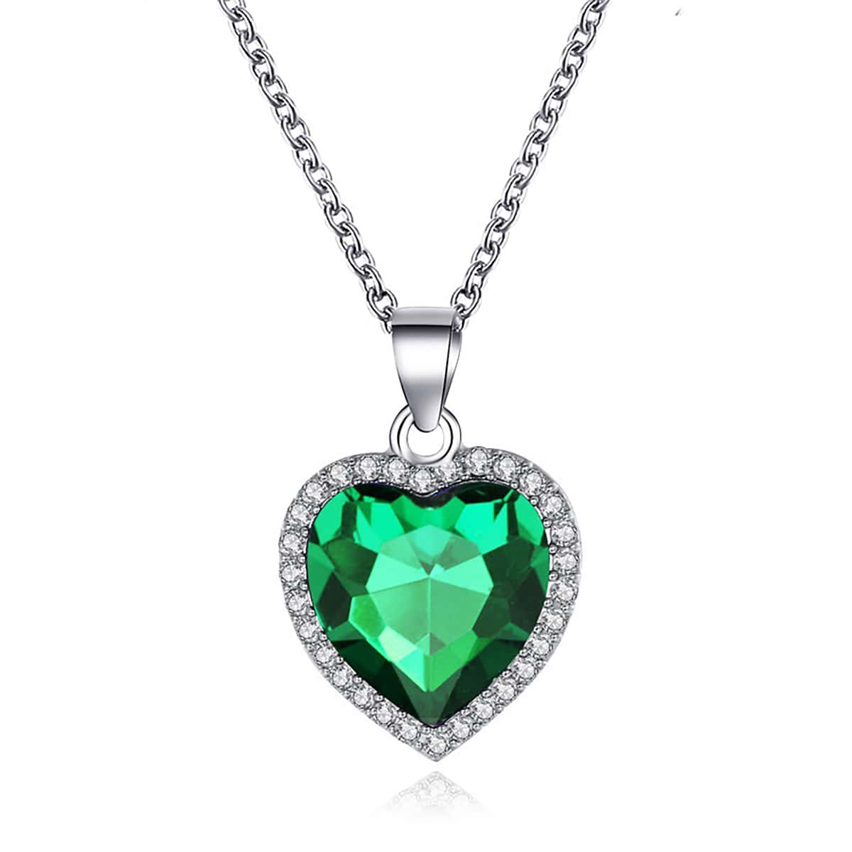 

Heart Crystal Pendant Necklace, Green