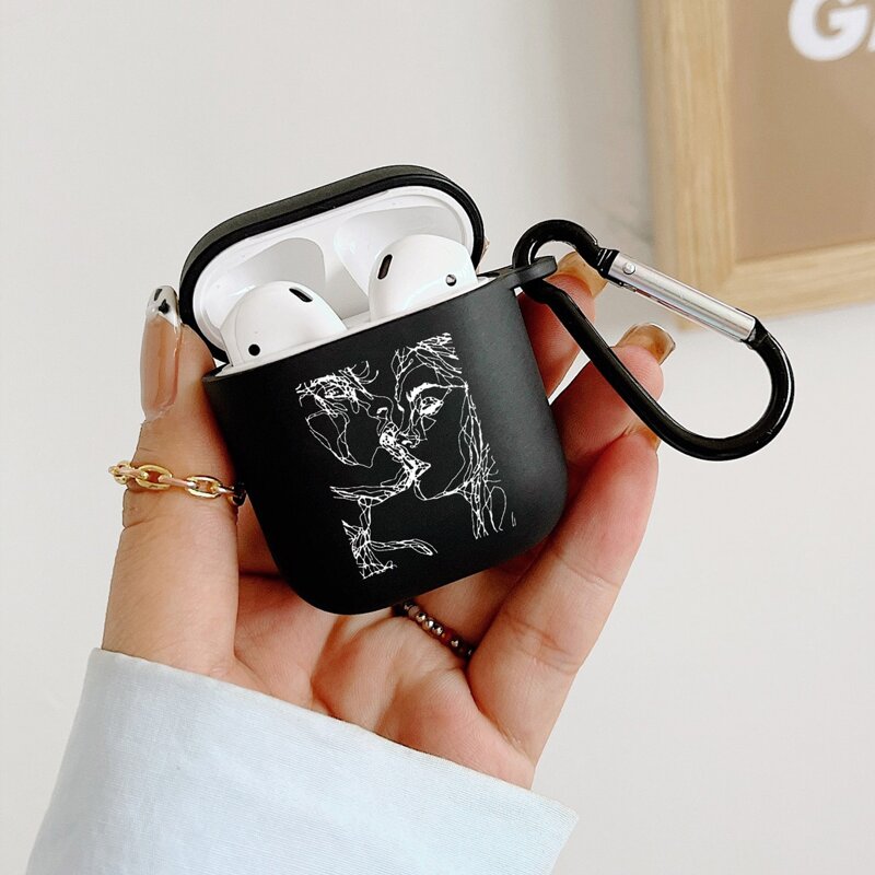 

1pc Figure Graphic Airpods Case, Black