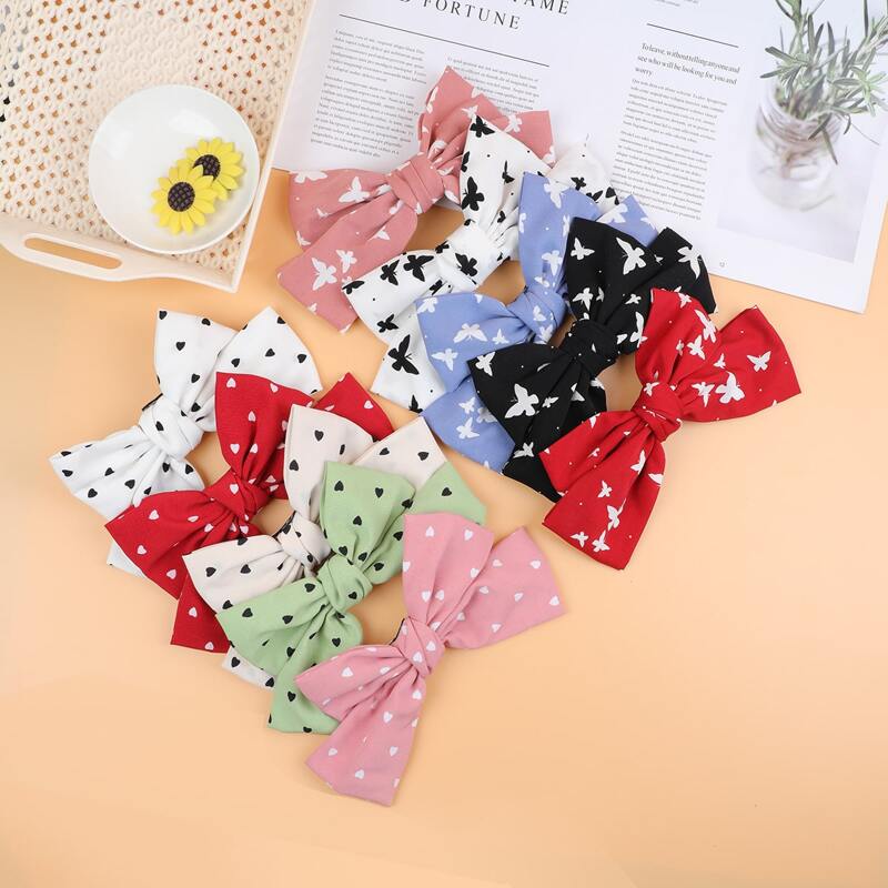 

2pcs Random Bow Hair Clip, Multicolor