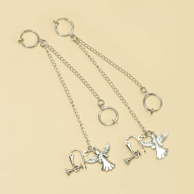 

2pcs Angel Decor Ear Cuff, Silver
