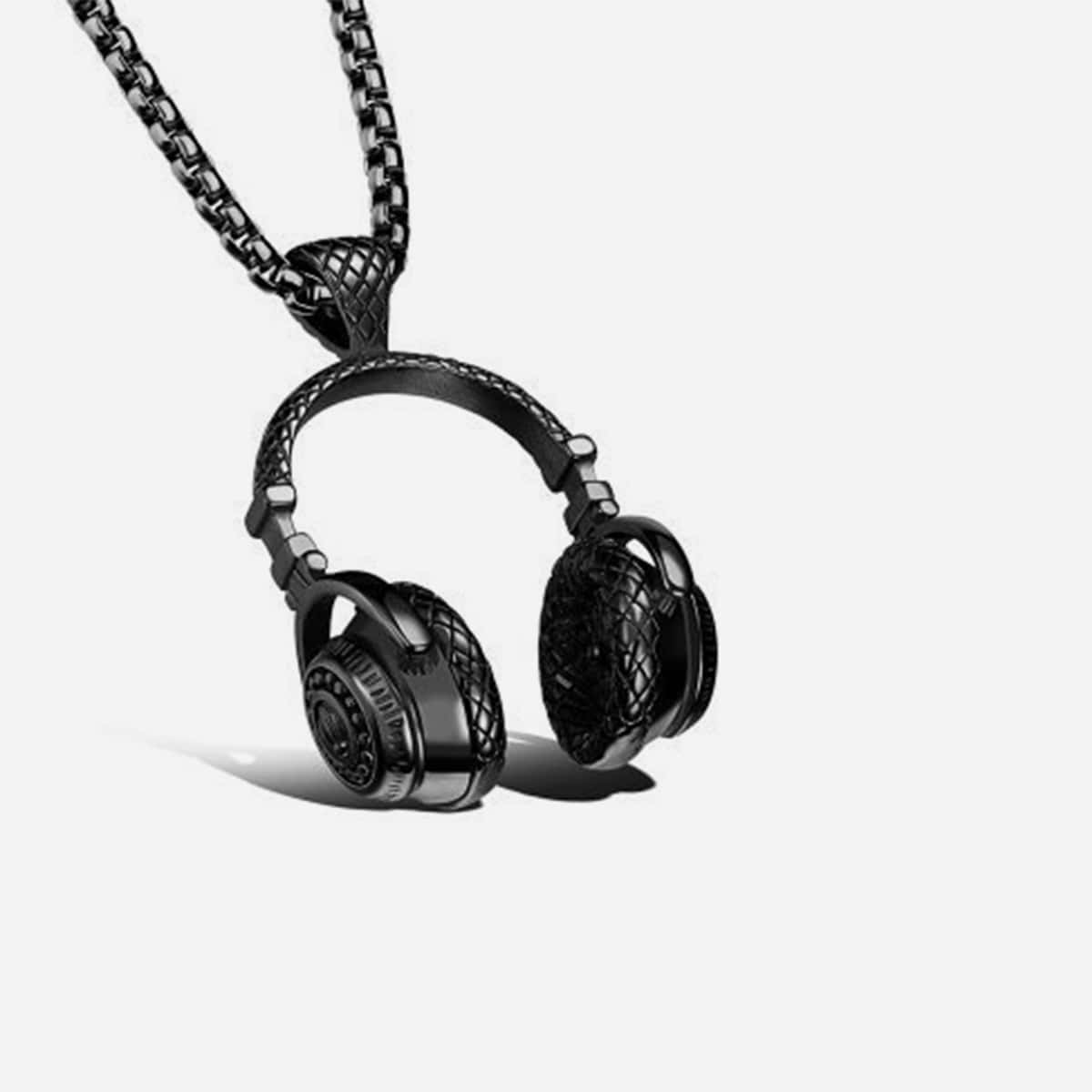 

Guys Headphone Pendant Necklace, Black