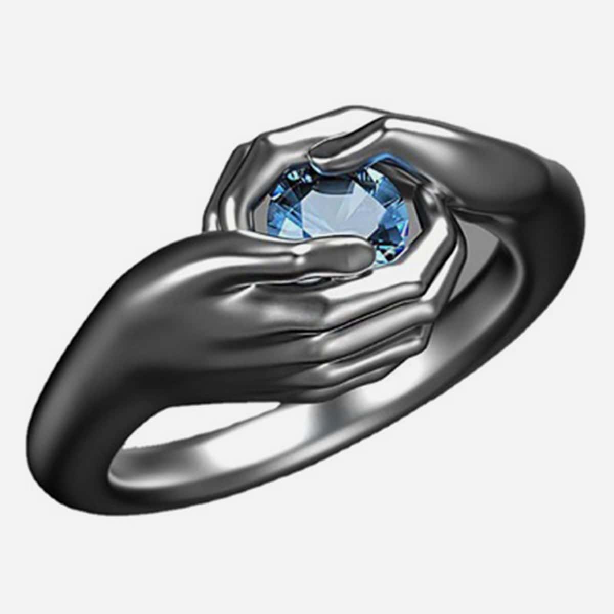 

1pc Gemstone Ring, Black