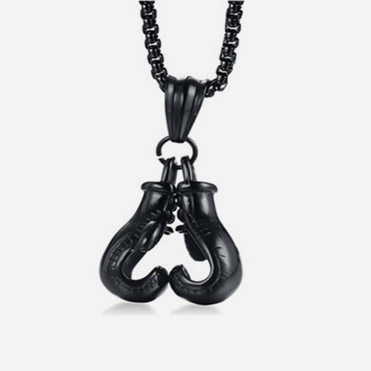 

Guys Boxing Glove Pendant Necklace, Black