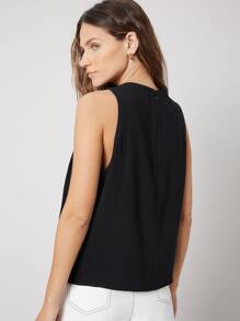 SHEIN Áo sơ mi Dây kéo màu trơn Giải trí - màu đen - Xem 2